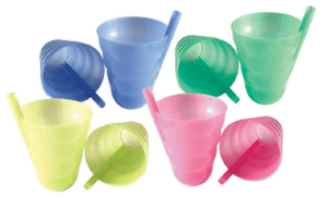 Stiklinė plastikinė 0,3 l, su vamzdeliu
